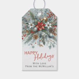 Classy Dark Red Teal Blue Green Floral Wreath Geschenkanhänger