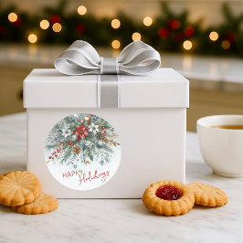 Classy Dark Red Teal Blue Green Floral Wreath Runder Aufkleber