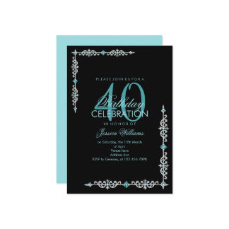 Classy Decorative Aqua Gem Birthday Einladung