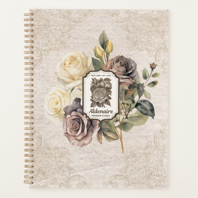 Classy decorative floral on kraft paper Rustic Planer (Vorderseite)
