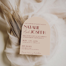 Classy Deep Red Blue Whimsical Modern Arch Wedding Einladung