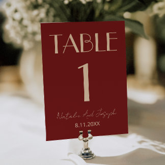 Classy Deep Red Cream Fancy Wedding Table Number Einladung