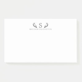 Classy Deer Antlers Grau Monogram Post-it Klebezettel