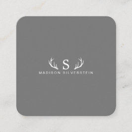 Classy Deer Antlers Monogramm Grau Quadratische Visitenkarte
