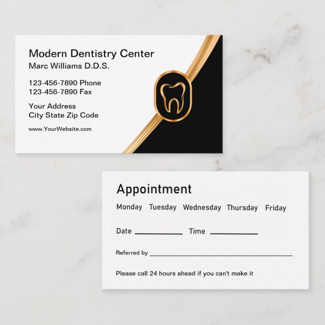 Classy Dentist Termine Business Cards Visitenkarte (Vorne/Hinten)