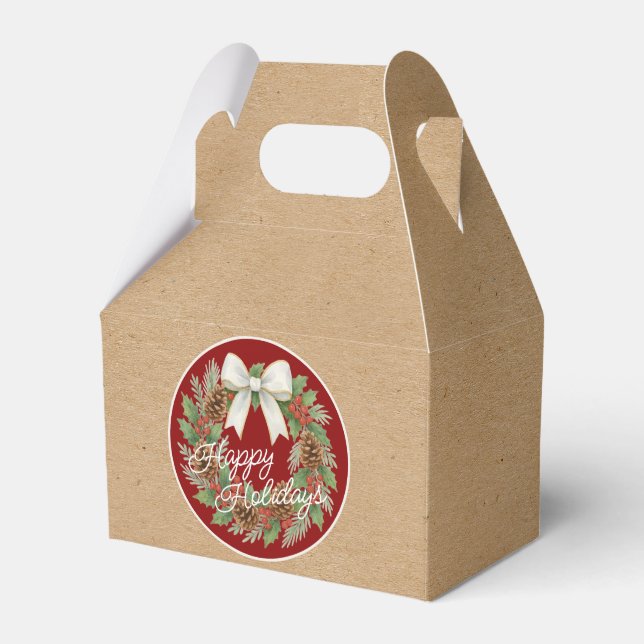 Classy Dezemberkranz mit weißem Bow-Urlaub Geschenkschachtel (Vorderseite)