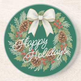 Classy Dezemberkranz mit weißem Bow-Urlaub Getränkeuntersetzer