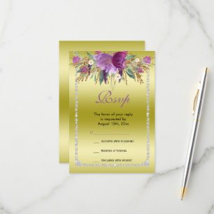 Classy Diamond Glitzer Wasserfarben Blume Geburtst RSVP Karte