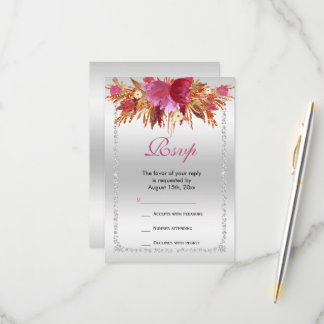 Classy Diamond Glitzer Wasserfarben Blume Geburtst RSVP Karte