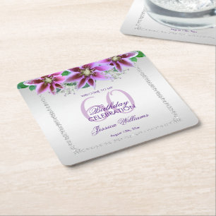 Classy Diamonds & Blume Geburtstag Rechteckiger Pappuntersetzer