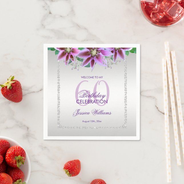 Classy Diamonds & Blume Geburtstag Serviette (Beispiel)