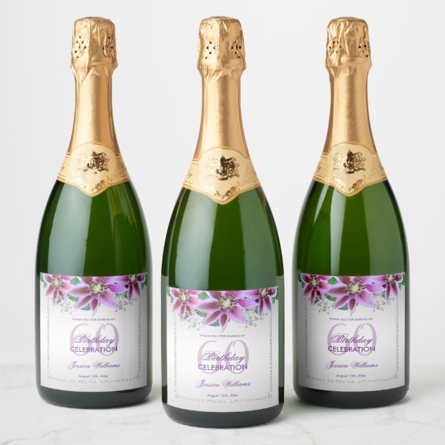 Classy Diamonds & Blume zum Geburtstag (Flaschen)