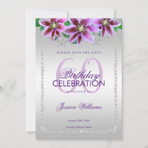 Classy Diamonds & Blume zum Geburtstag Save The Date