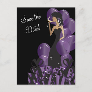 Classy Diva Girl's Party Save The Date Ankündigungspostkarte