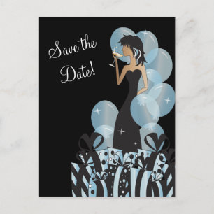Classy Diva Girl's Party   Save the Date   Blau Ankündigungspostkarte