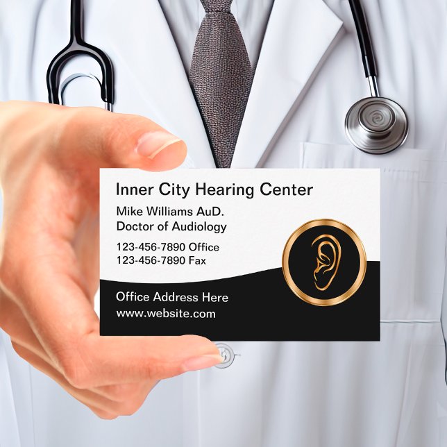Classy Doctor of Audiology Hearing Business Cards Visitenkarte (Von Creator hochgeladen)
