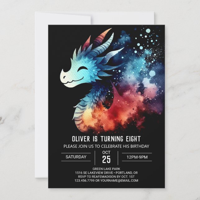 Classy Dragon Birthday Digital Einladung (Vorderseite)