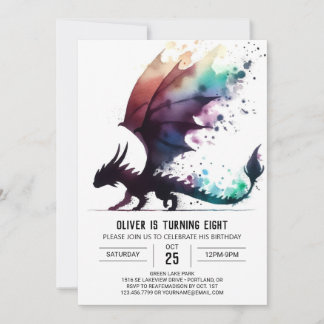 Classy Dragon Birthday Editable Einladung