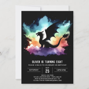 Classy Dragon Birthday Printable Einladung