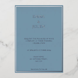 Classy Dusty Blue Folie Einladung