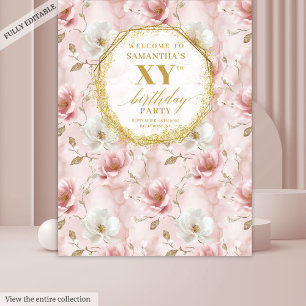Classy dusty pink Blumengebirge Geburtstagsfeier Wandteppich