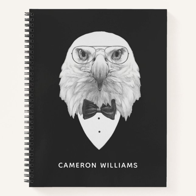 Classy Eagle Portrait | Name hinzufügen Notizbuch (Vorderseite)