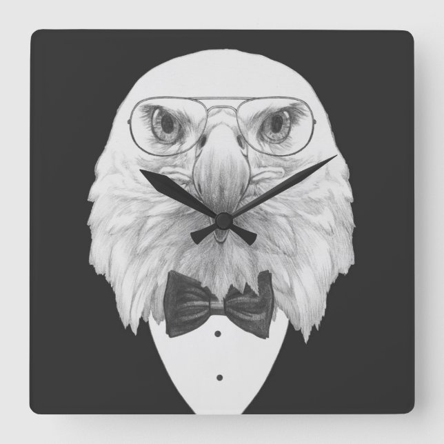 Classy Eagle Portrait Quadratische Wanduhr (Vorderseite)