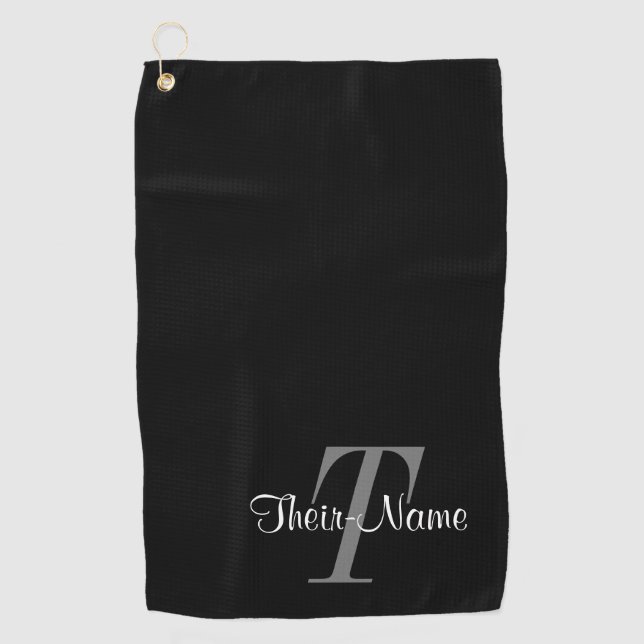Classy Editable Name & anfängliches Golfhandtuch (Vorderseite)