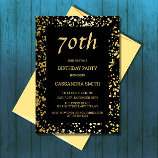Classy Egypt Gold Sprinkles Black Birthday Einladung