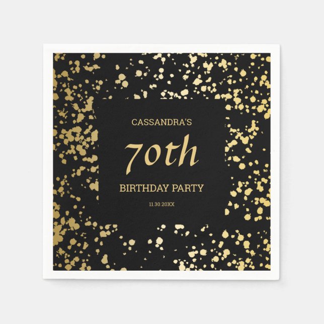 Classy Egypt Gold Sprinkles Black Birthday Serviette (Vorderseite)