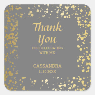 Classy Egypt Gold Sprinkles Gray Vielen Dank Quadratischer Aufkleber