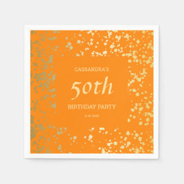 Classy Egypt Gold Sprinkles Orange Geburtstag Serviette
