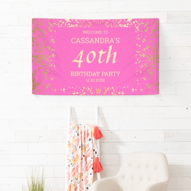 Classy Egypt Gold Sprinkles Rosa Geburtstag Banner (Insitu)