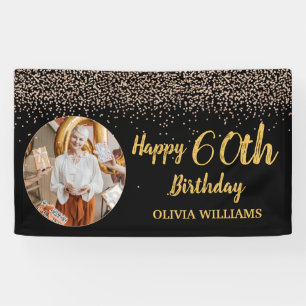 Classy Elegant 60. Geburtstag Black Gold Glitzer  Banner