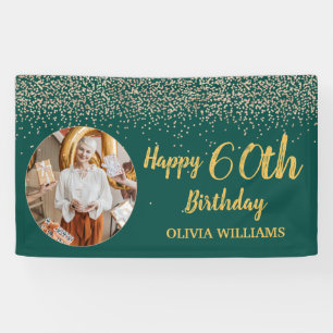 Classy Elegant 60. Geburtstag Green Gold Glitzer Banner