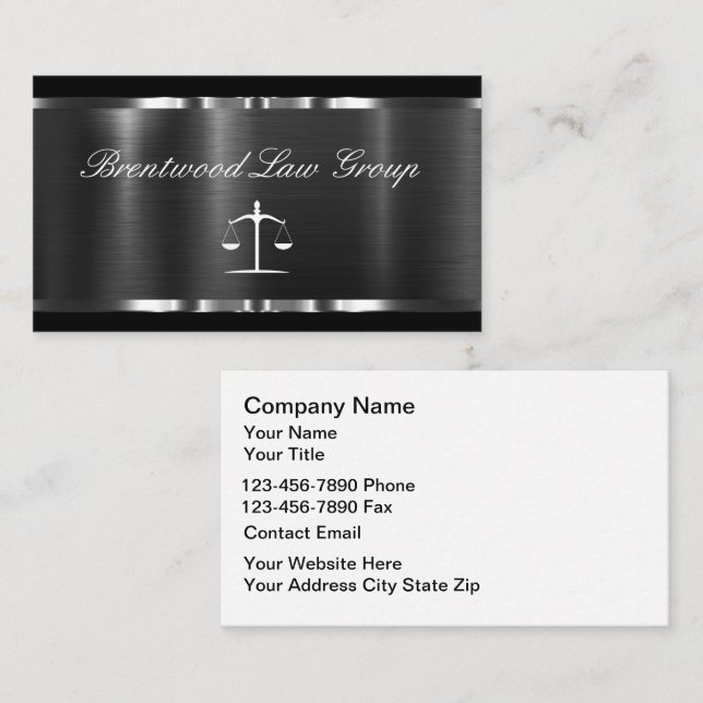 Classy Elegant Attorney Business Cards Design Visitenkarte (Vorne/Hinten)