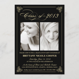 Classy Elegant Black 2013 Abschluss Foto Einladung