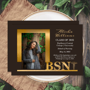 Classy Elegant Gold BSN Caduceus 1 Foto Dk Brown Ankündigung