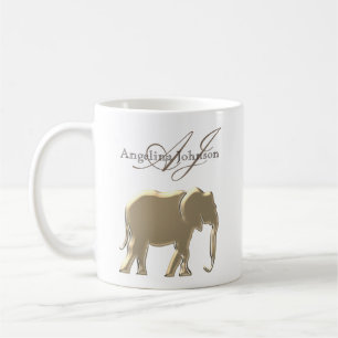 Classy Elegant Gold Foil Elephant Monogram Name Kaffeetasse