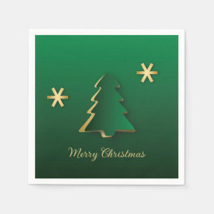 Classy Elegant Gold Green Christmas Tree Serviette