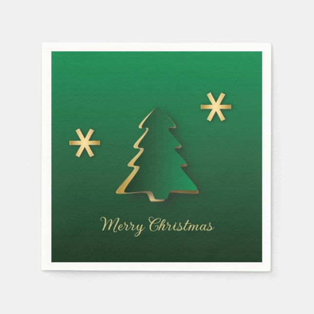 Classy Elegant Gold Green Christmas Tree Serviette (Vorderseite)