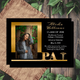 Classy Elegant Gold PA Caduceus 1 Foto Black Grad Ankündigung