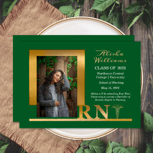 Classy Elegant Gold RN Caduceus 1 Foto Dk Green Ankündigung