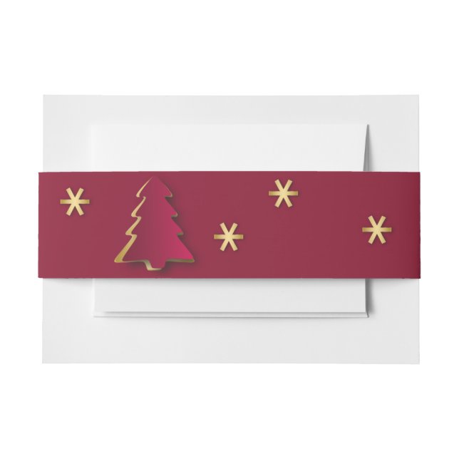 Classy Elegant Gold Roter Weihnachtsbaum Einladungsbanderole (Vorderseite Beispiel)