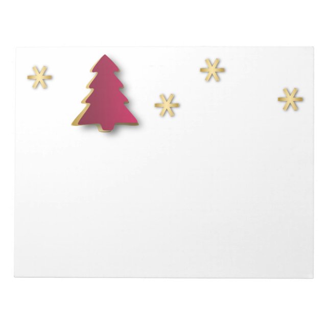 Classy Elegant Gold Roter Weihnachtsbaum Notizblock (Vorderseite)