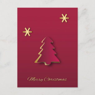 Classy Elegant Gold Roter Weihnachtsbaum Postkarte