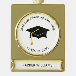 Classy Elegant Grad Cap School Graduate Abschluss Banner-Ornament Gold