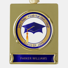 Classy Elegant Grad Cap School Graduate Abschluss Banner-Ornament Gold