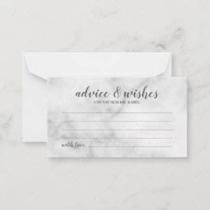 Classy Elegant Marble Wedding Advice und Wünsche Hinweiskarte
