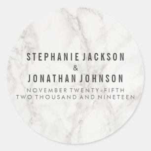 Classy Elegant Marble Wedding Celebration Runder Aufkleber